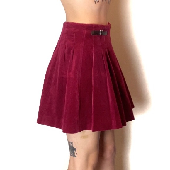 RASPBERRY VELVET SKATER SKIRT - Picture 6 of 8